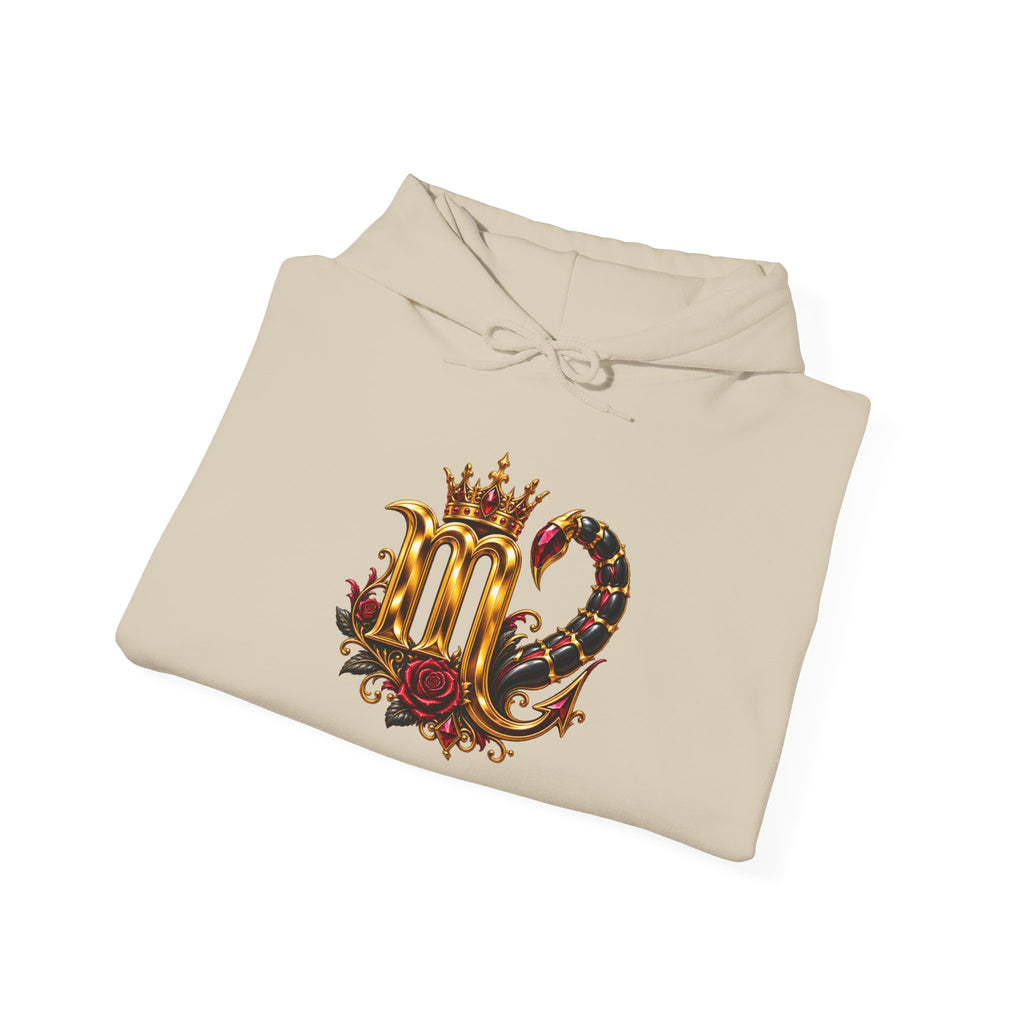 Scorpio Zodiac Hoodie — Ornate Crowned Scorpio Graphic Hooded Sweatshirt