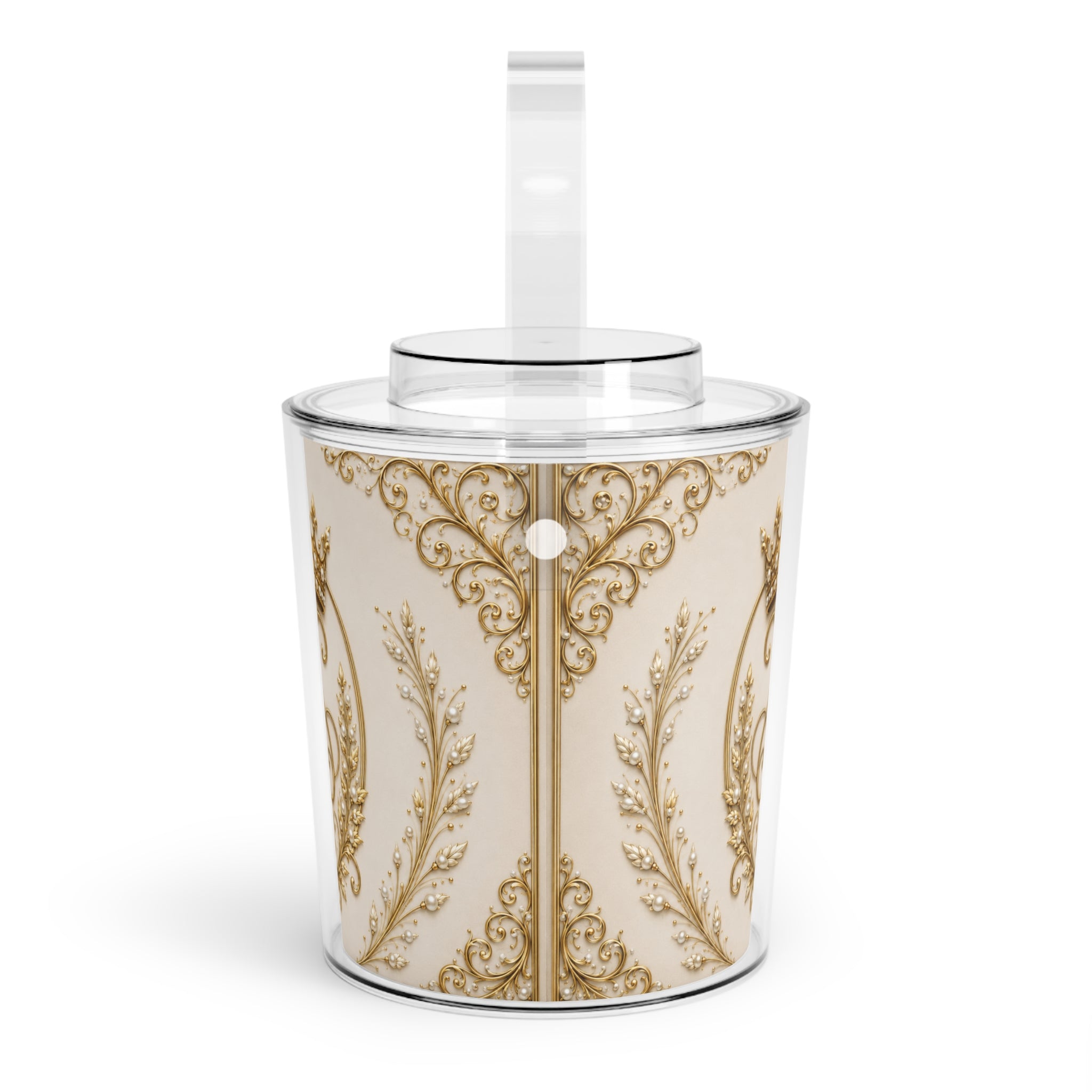 Regal Gold Crown Ice Bucket with Tongs — Vintage Ornate Bar Accessory