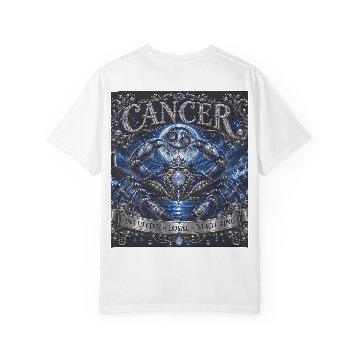 Cancer Zodiac T-Shirt — Blue Crab Astrology Tee (Intuitive, Loyal, Nurturing)