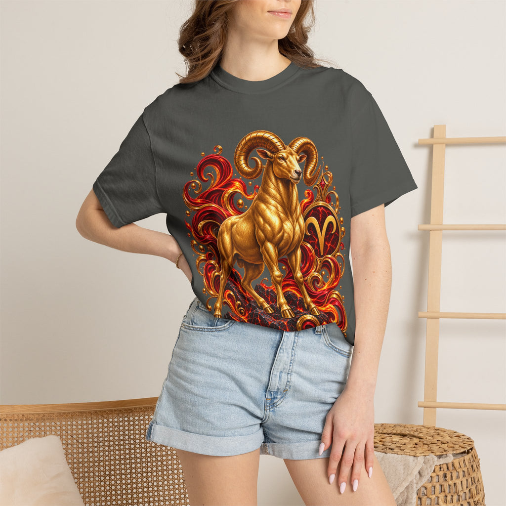 Aries Zodiac T-Shirt — Bold Ram Astrology Tee ("Aries")