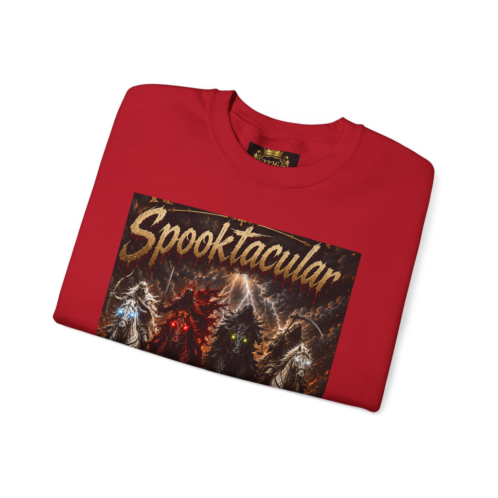Religious Halloween Crewneck Sweatshirt — "Spooktacular" & "Still on the Throne" Graphic