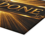 Glass Cutting Board – “It Is Done” Radiant Gold Decorative Kitchen Board