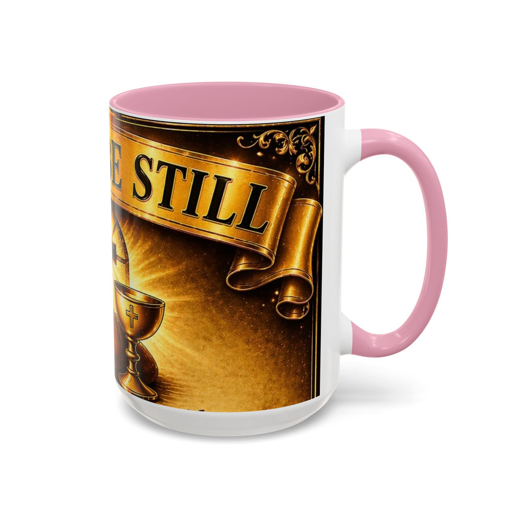 Peace Be Still Christian Coffee Mug — Communion Bread & Chalice Design