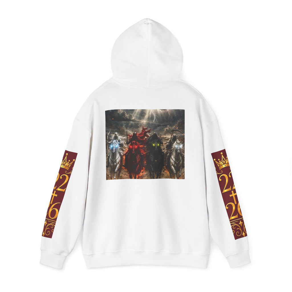 Revelation 6 Four Horsemen Hoodie — Biblical Apocalyptic Graphic Sweatshirt