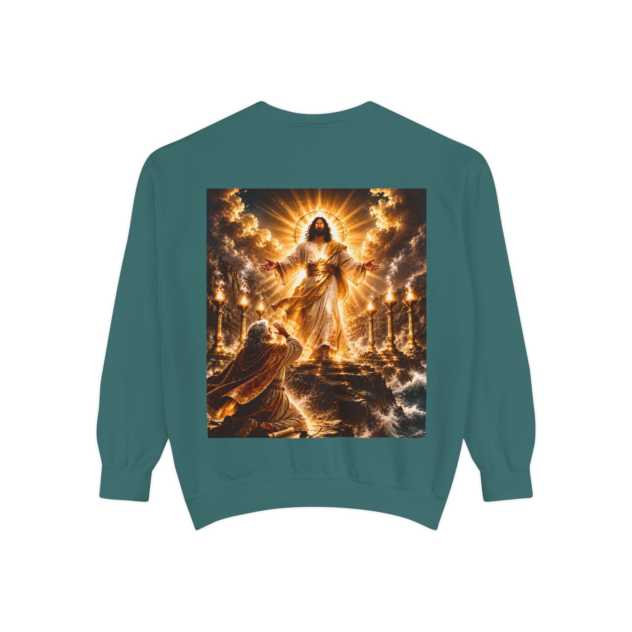 Revelation Chapter 1 Sweatshirt — Golden Christ Return Religious Crewneck