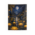Moonlit Lotus Wall Tapestry — Serene Nightscape Decor for Bedroom & Meditation Space