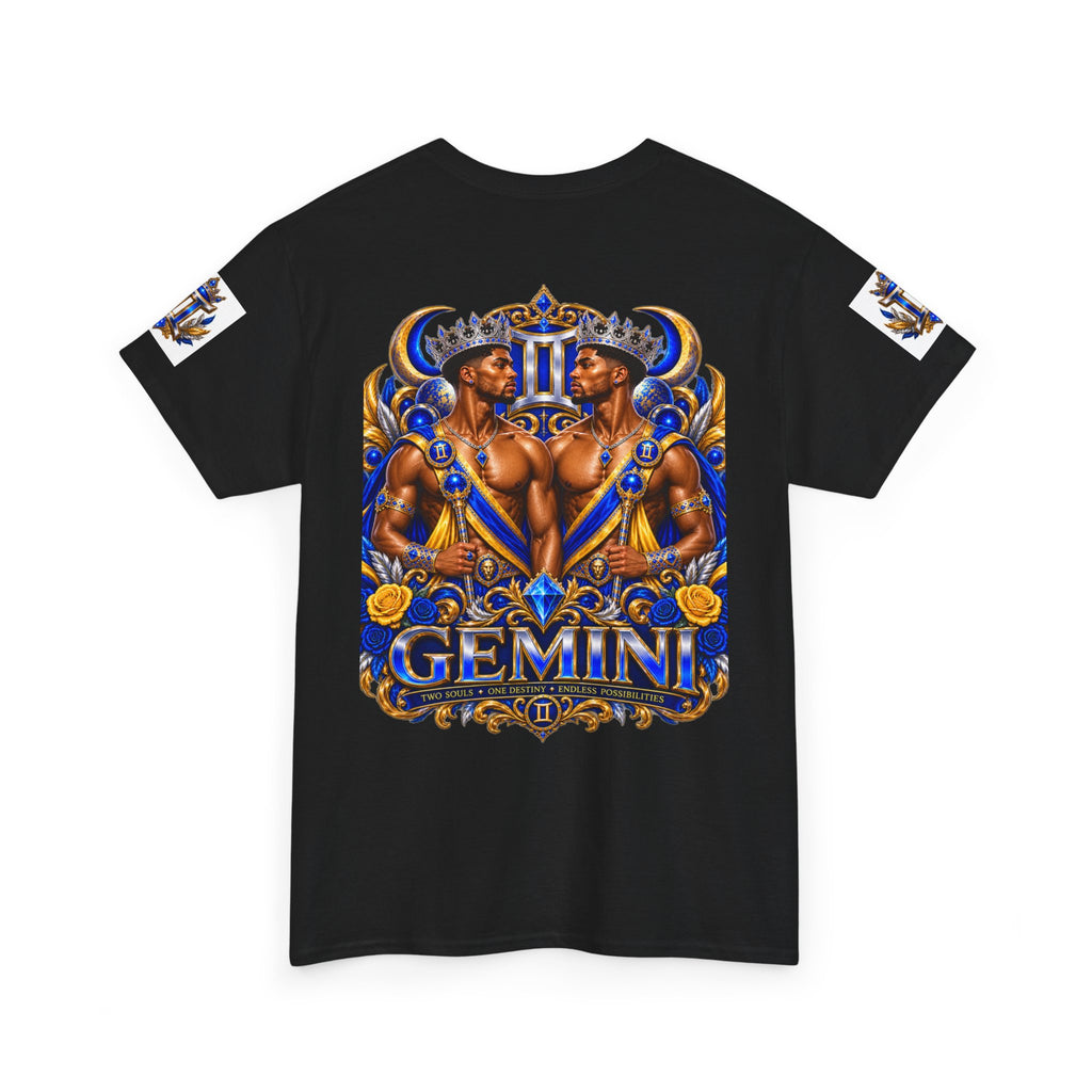 Gemini Zodiac Tee — Bold Royal Twin Astrology T‑Shirt