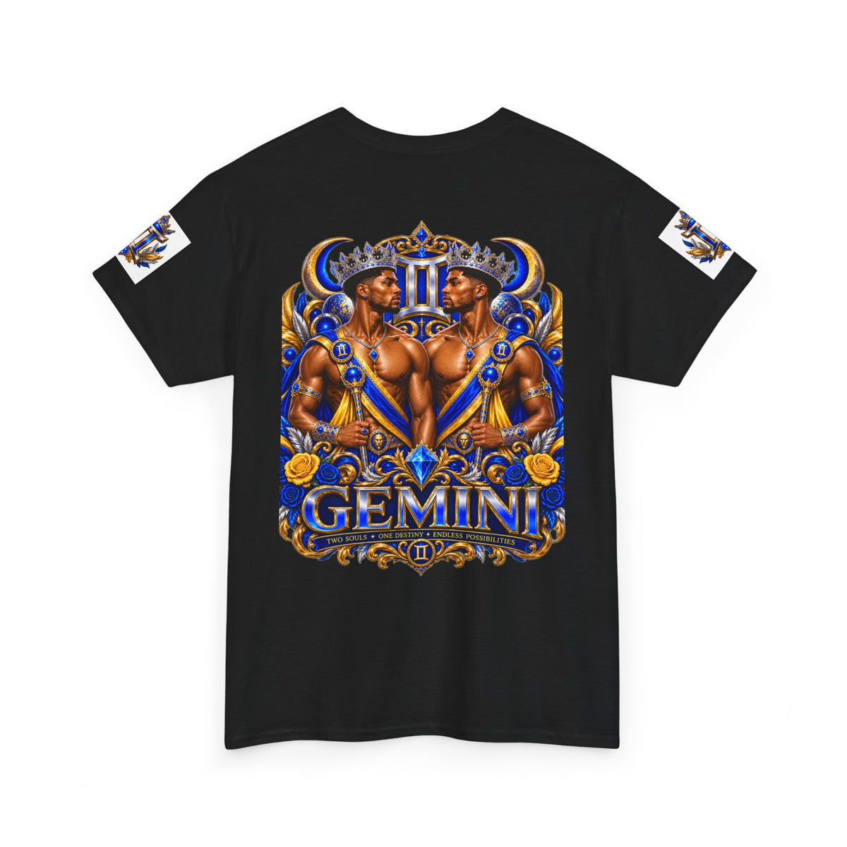 Gemini Zodiac Tee — Bold Royal Twin Astrology T‑Shirt
