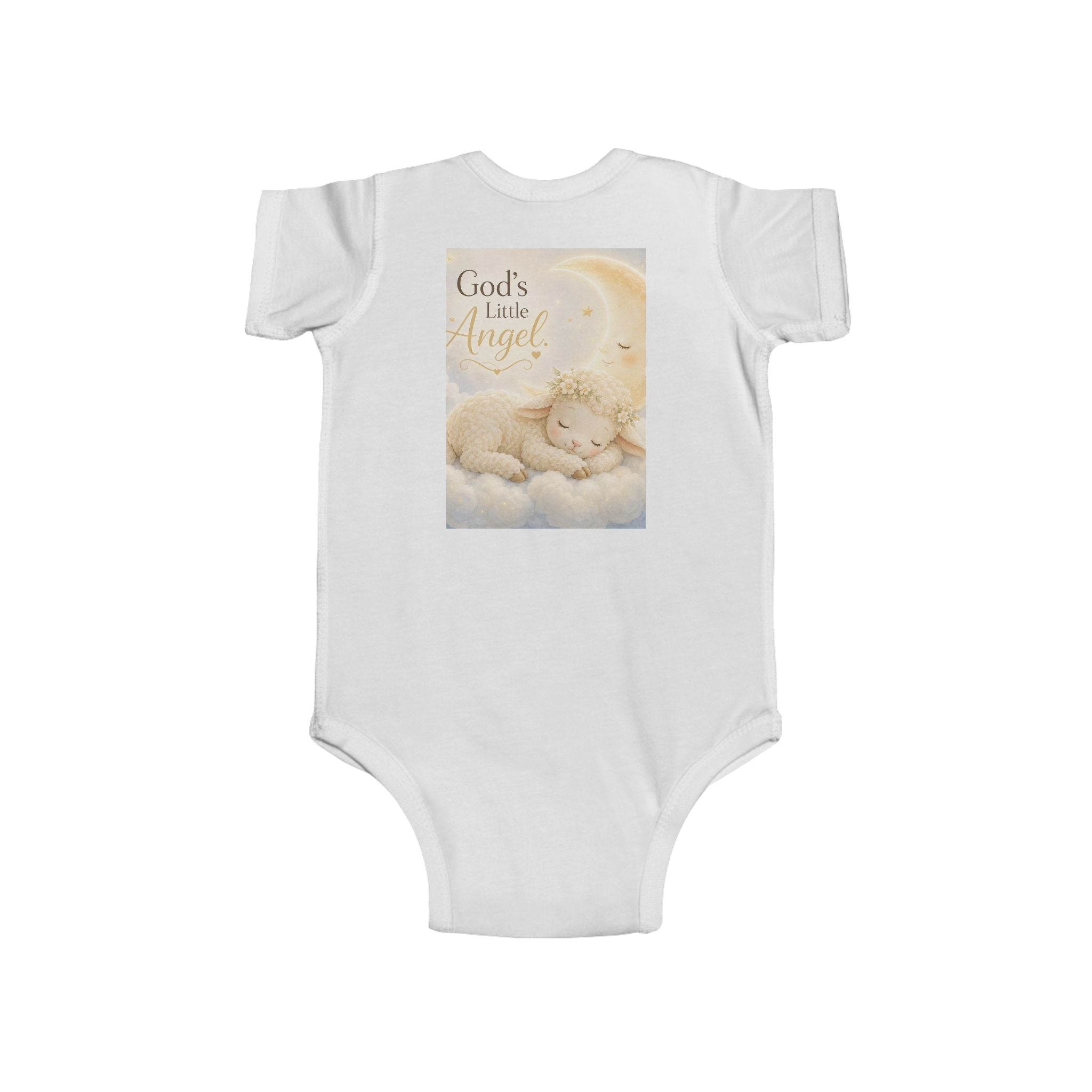 Infant Bodysuit - "God's Little Angel" Sleeping Lamb Baby Onesie, Newborn Gift