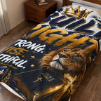 Built Right Velveteen Plush Blanket — Strong. Wise. Faithful. Lion & Bible Christian Throw