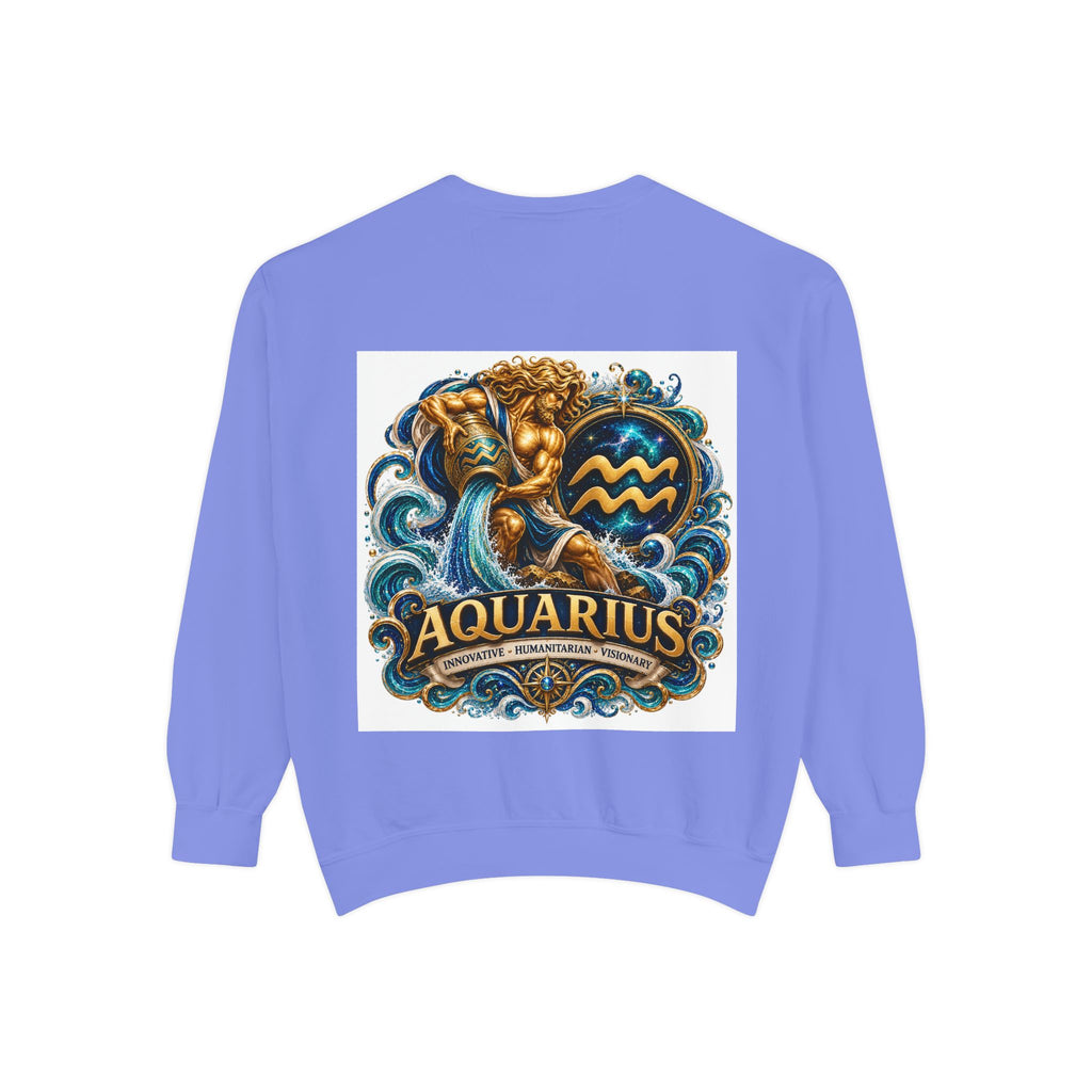 Aquarius Zodiac Sweatshirt — Water Bearer Astrology Graphic Crewneck