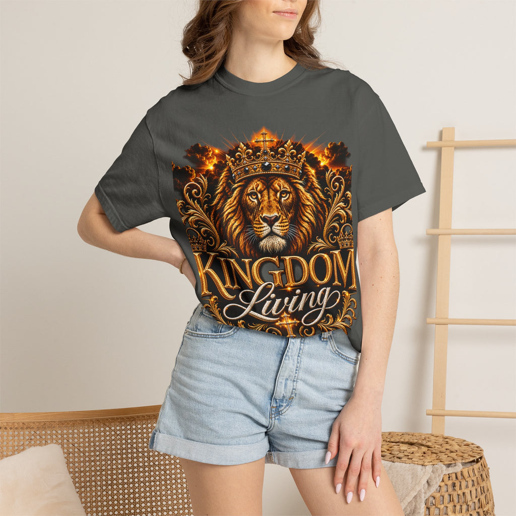 Kingdom Living Lion T-Shirt — Crowned Lion Faith Design (Matthew 6:33)