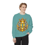 Gemini Zodiac Sweatshirt — Ornate Gold & Blue Gemini Crest