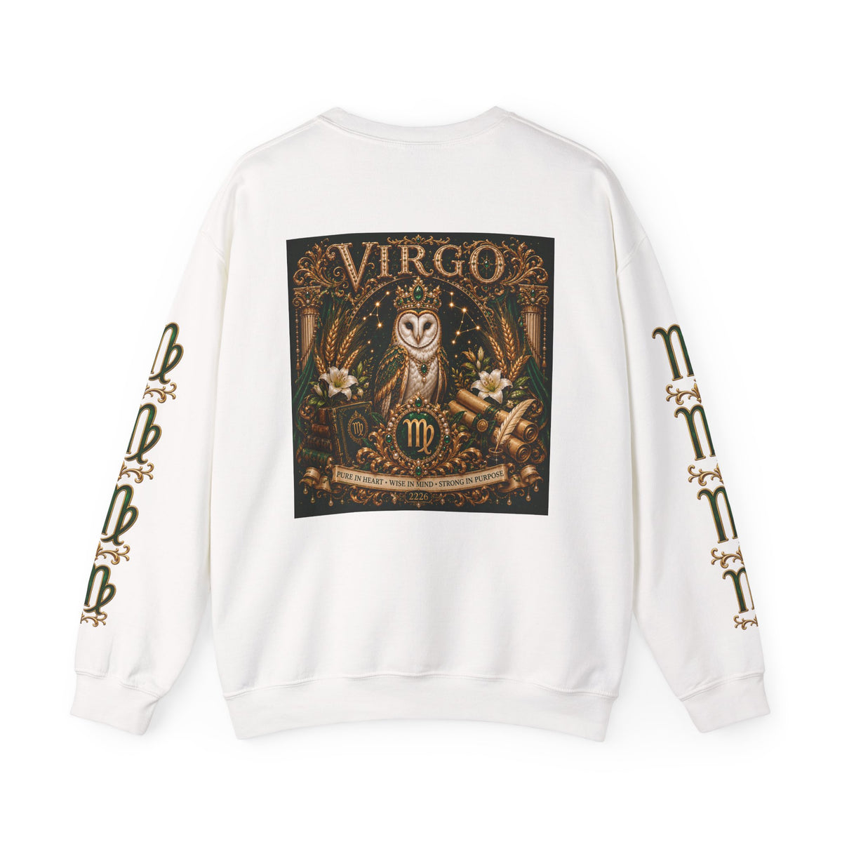 Virgo Zodiac Crewneck Sweatshirt — Owl Virgo Astrology Sweatshirt
