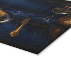 Moonlit Lakeside Dinner Scene Glass Cutting Board — Decorative Tempered Glass Prep & Serving Board