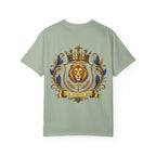 Lion Crest T-Shirt — Regal Crowned Lion with "Faith • Purpose • Peace" Back Graphic