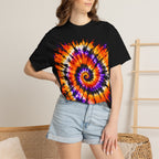 Tie-Dye Spiral T-Shirt — Orange Purple Psychedelic Graphic Tee