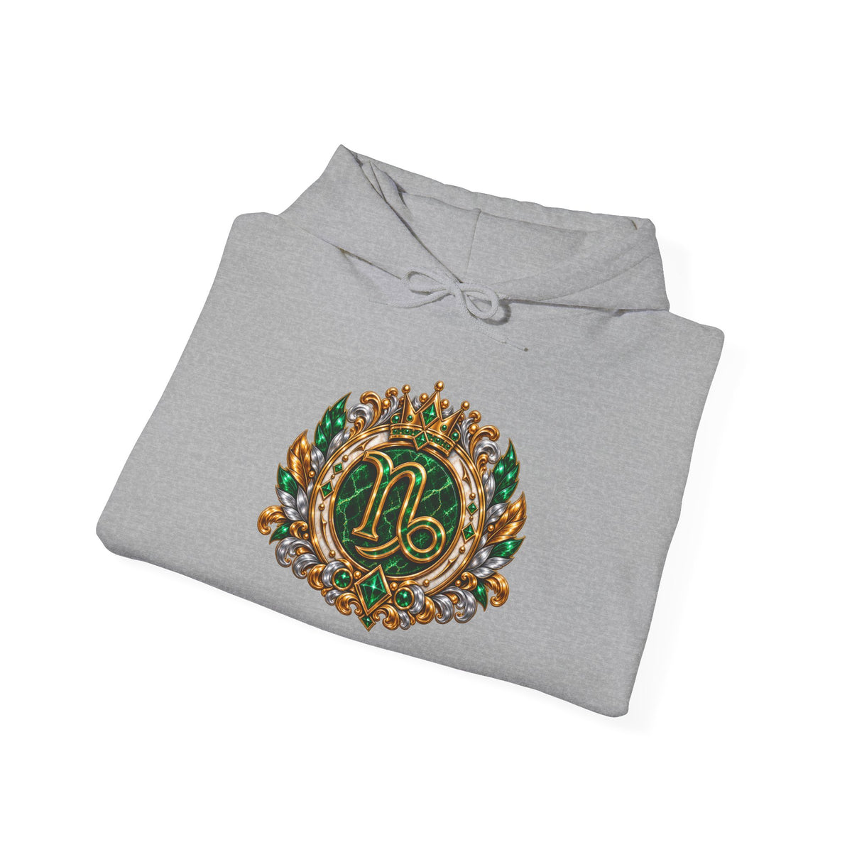 Capricorn Zodiac Crest Hoodie — Ornate Zodiac Virgo Emblem Hooded Sweatshirt