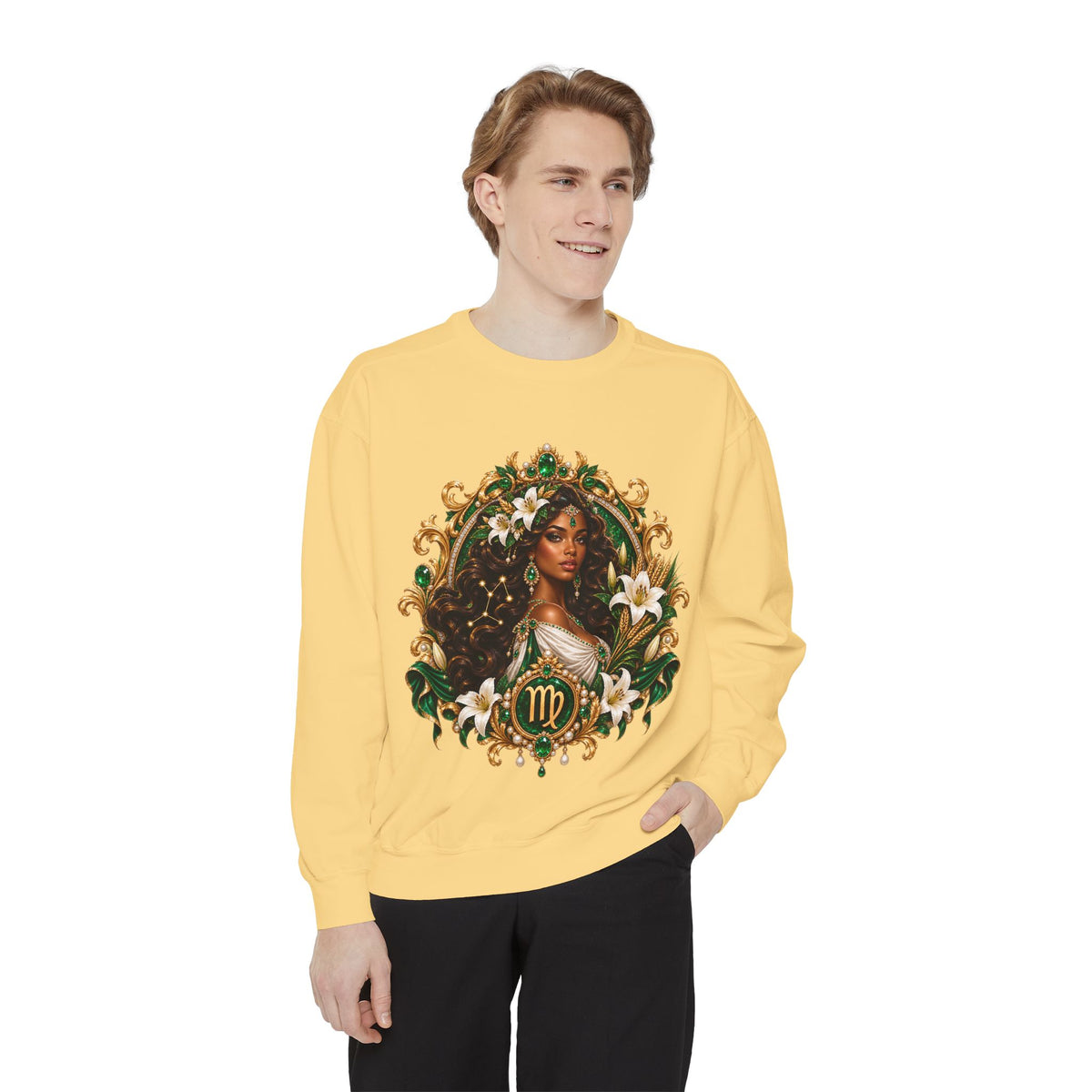 Virgo Zodiac Sweatshirt — Virgo Goddess & Owl Astrology Crewneck