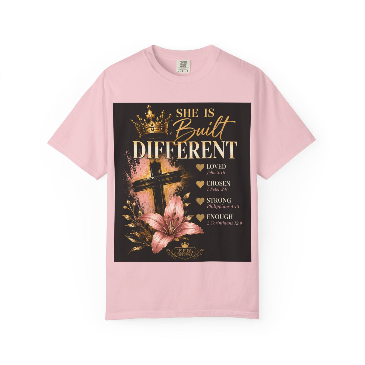Christian Inspirational T-Shirt — "She Is Built Different / Built Right"