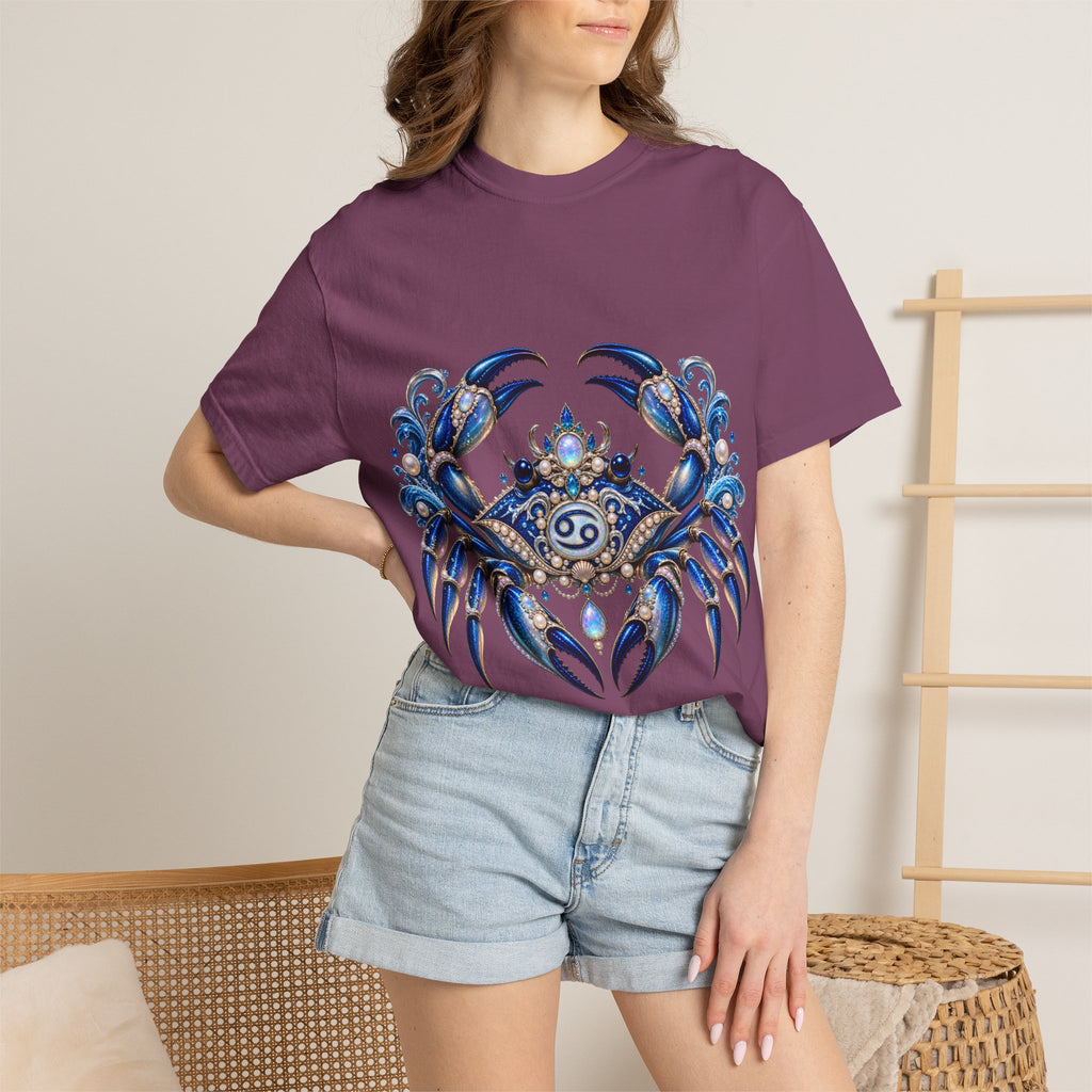 Cancer Zodiac T-Shirt — Blue Crab Astrology Tee (Intuitive, Loyal, Nurturing)