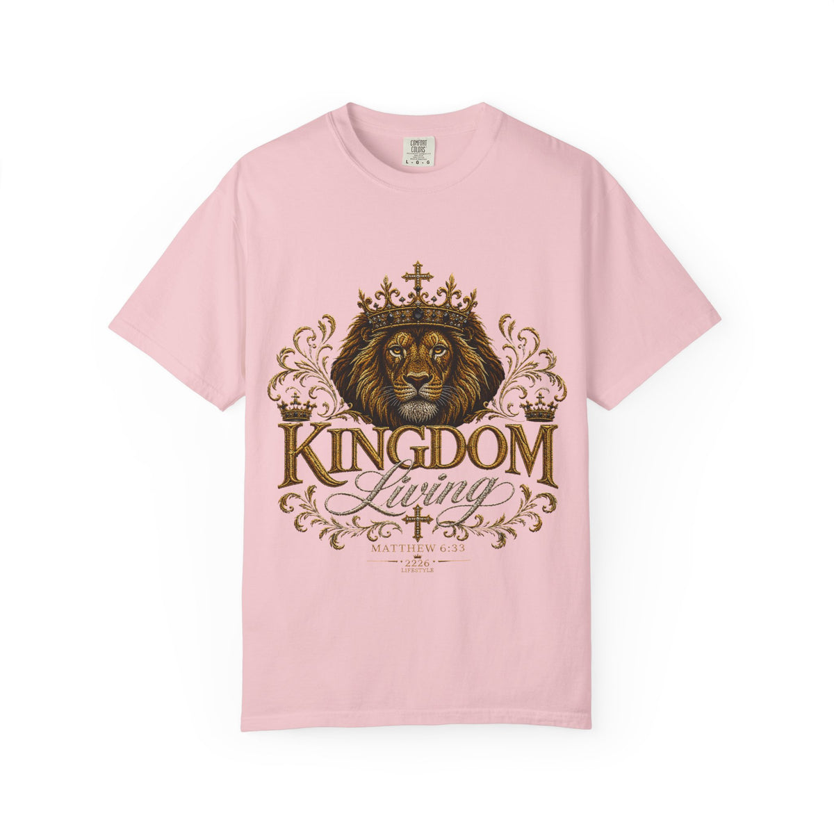 Kingdom Living Lion T-Shirt — Inspirational Christian Cross Floral Tee