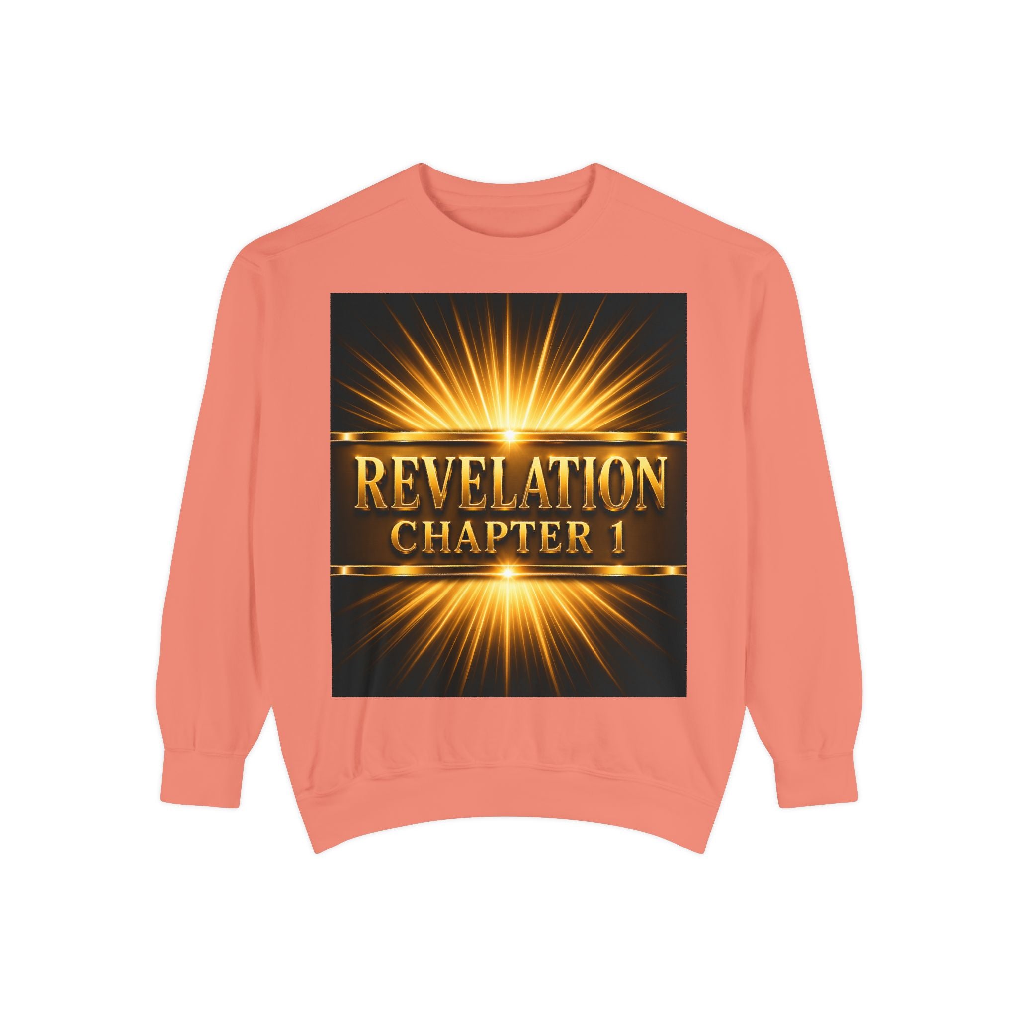 Revelation Chapter 1 Sweatshirt — Golden Christ Return Religious Crewneck