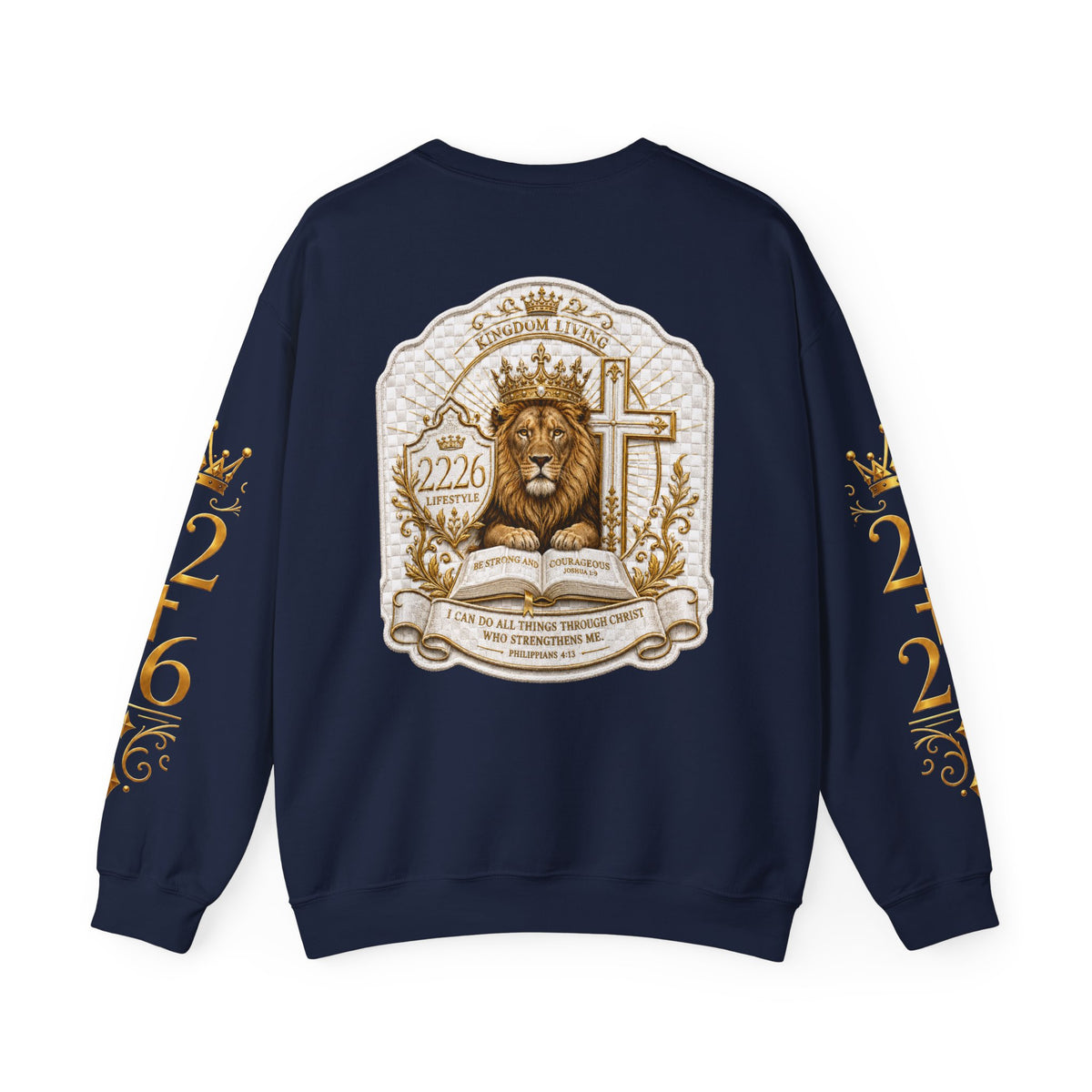 Lion & Cross Crewneck Sweatshirt — 2226 Psalm Christian Faith Pullover