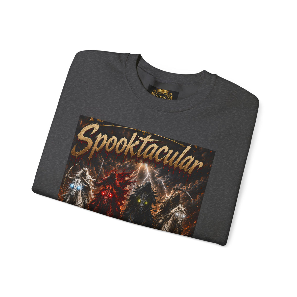 Religious Halloween Crewneck Sweatshirt — "Spooktacular" & "Still on the Throne" Graphic