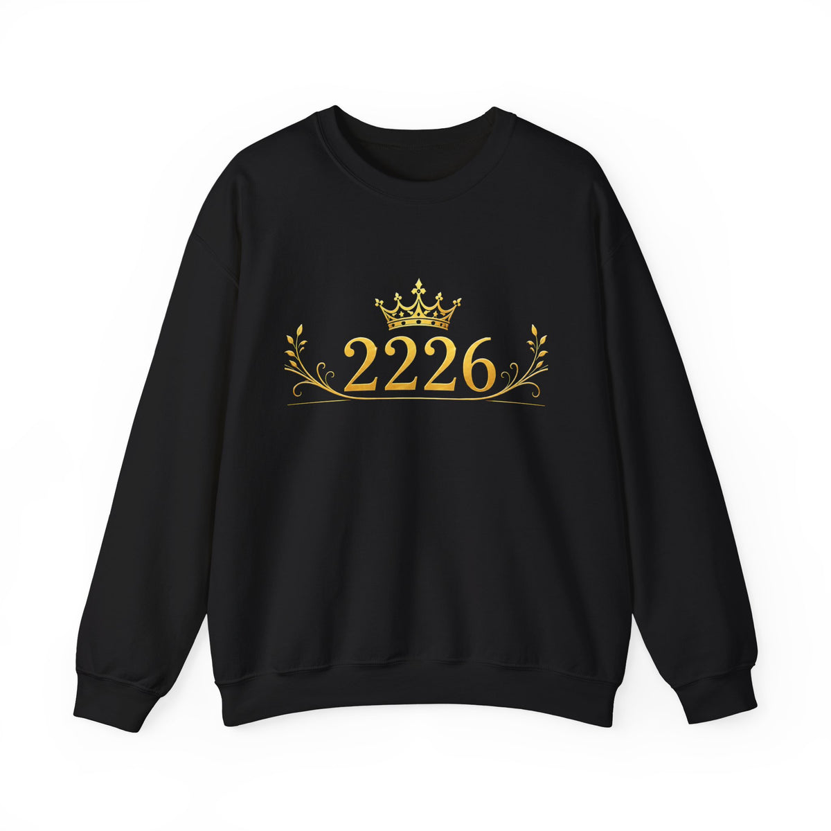 2226 Crown Crewneck Sweatshirt — Gold Regal Number Design