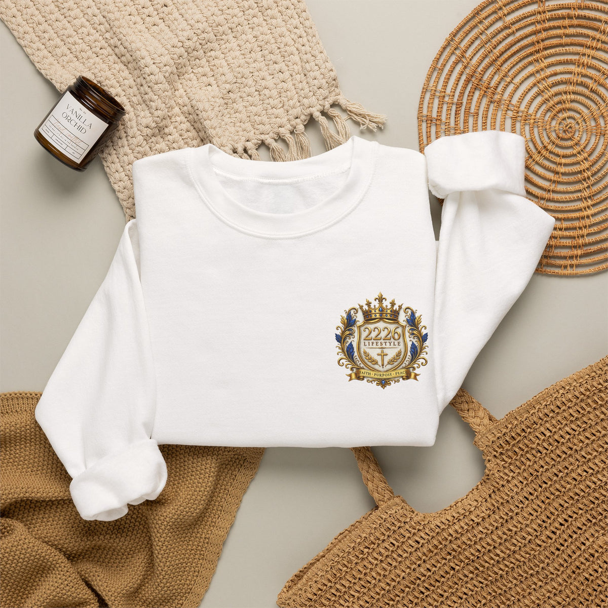 Lion & Cross Crewneck Sweatshirt — 2226 Psalm Christian Faith Pullover