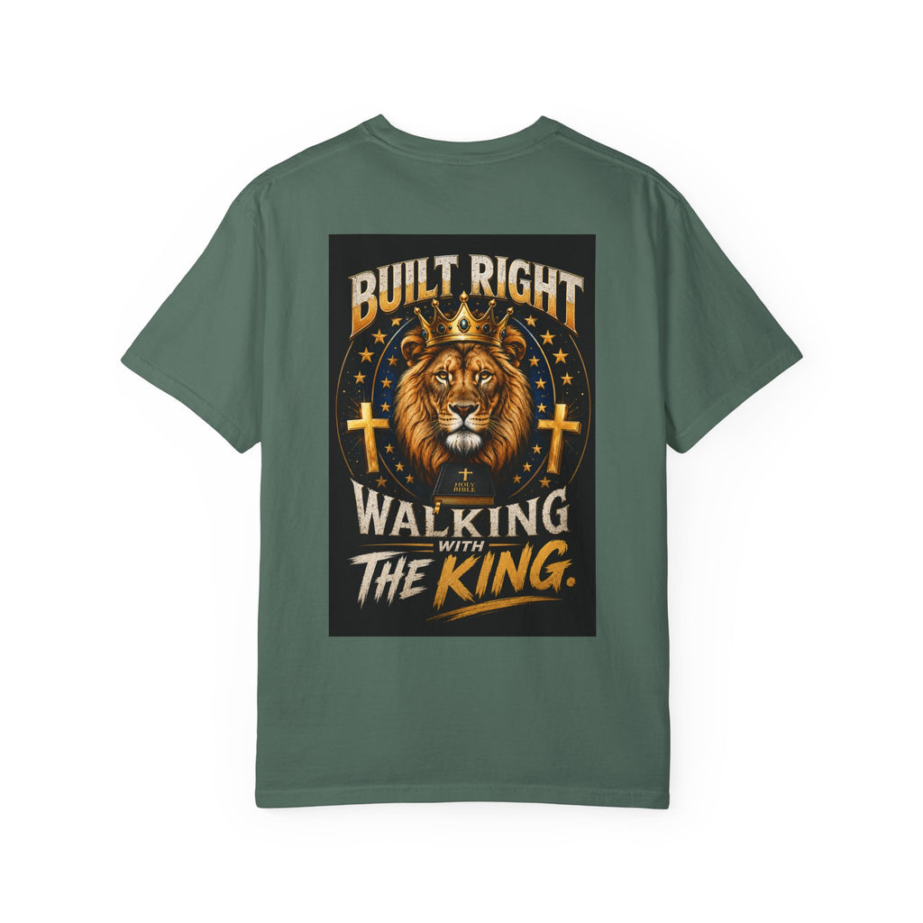 Walking with the King T-Shirt — Built Right Lion Christian Faith Tee