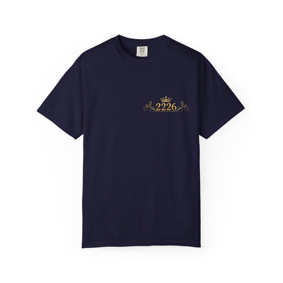 2226 Minimalist Chest Logo Tee — Subtle Gold Graphic T-Shirt
