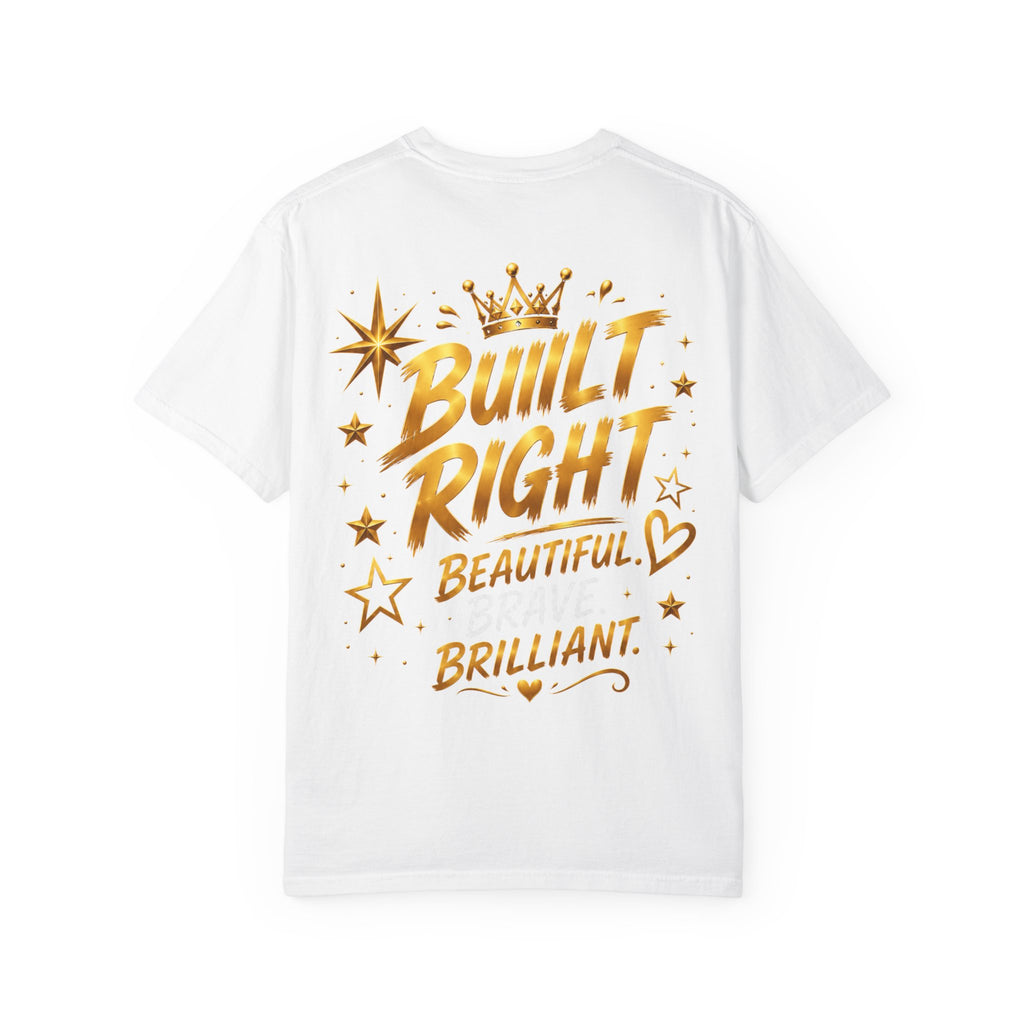 Built Different Christian Lion T-Shirt — "Built Right, Beautiful, Brilliant" Inspirational Faith Tee