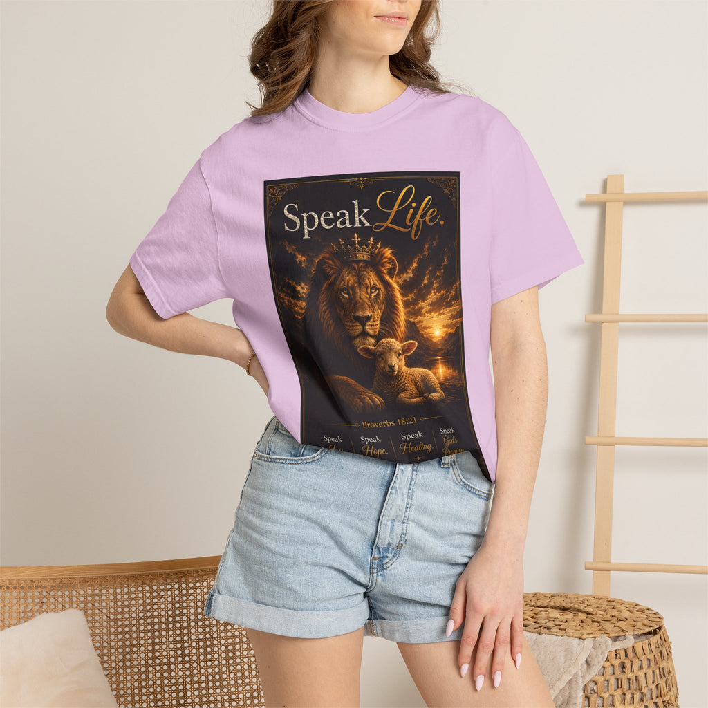 Kingdom Living Lion T-Shirt — "Speak Life" Christian Faith Graphic Tee