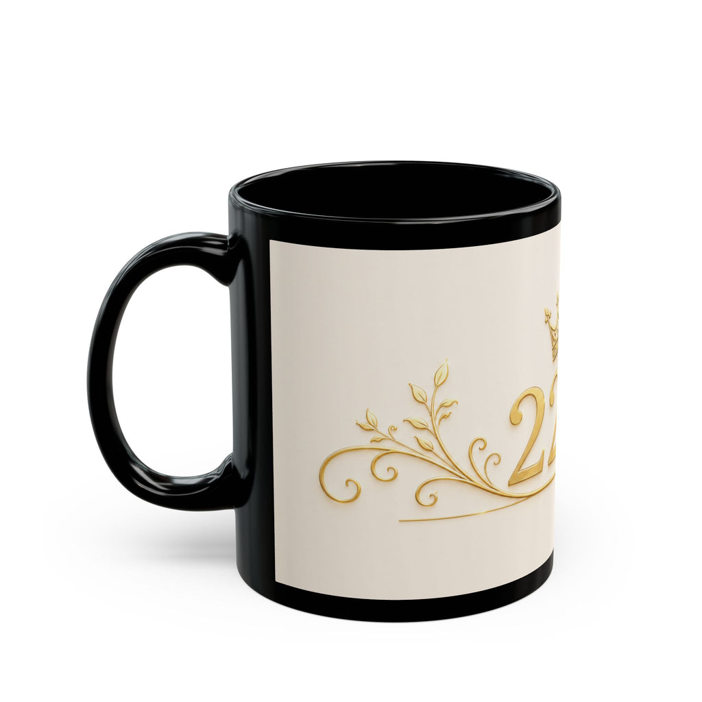 Gold Crown 2226 Black Coffee Mug – Elegant Anniversary or Birthday Gift
