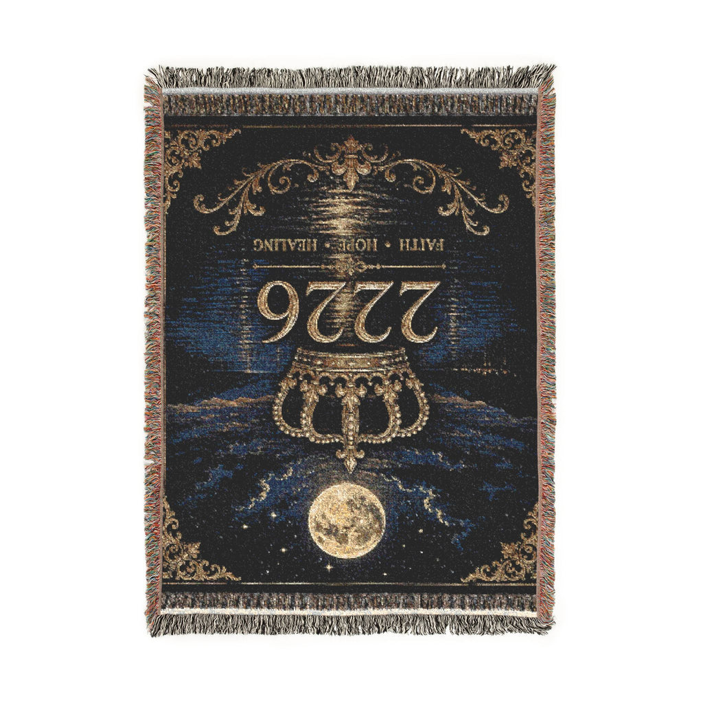 Royal Crest Woven Throw Blanket — Personalized 2226 Emblem, Moon & Globe Decorative Throw