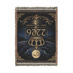 Royal Crest Woven Throw Blanket — Personalized 2226 Emblem, Moon & Globe Decorative Throw