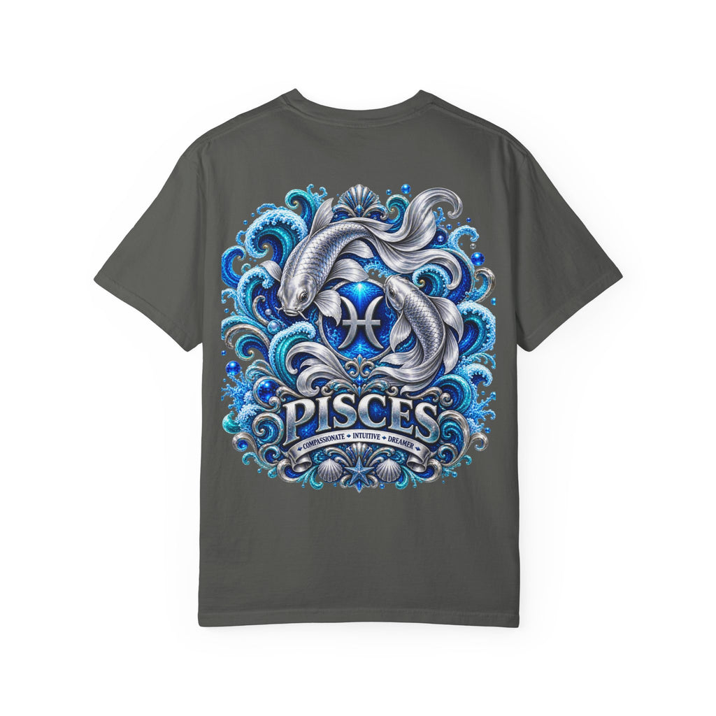 Pisces Zodiac T-Shirt — Blue Koi Fish Astrological Tee