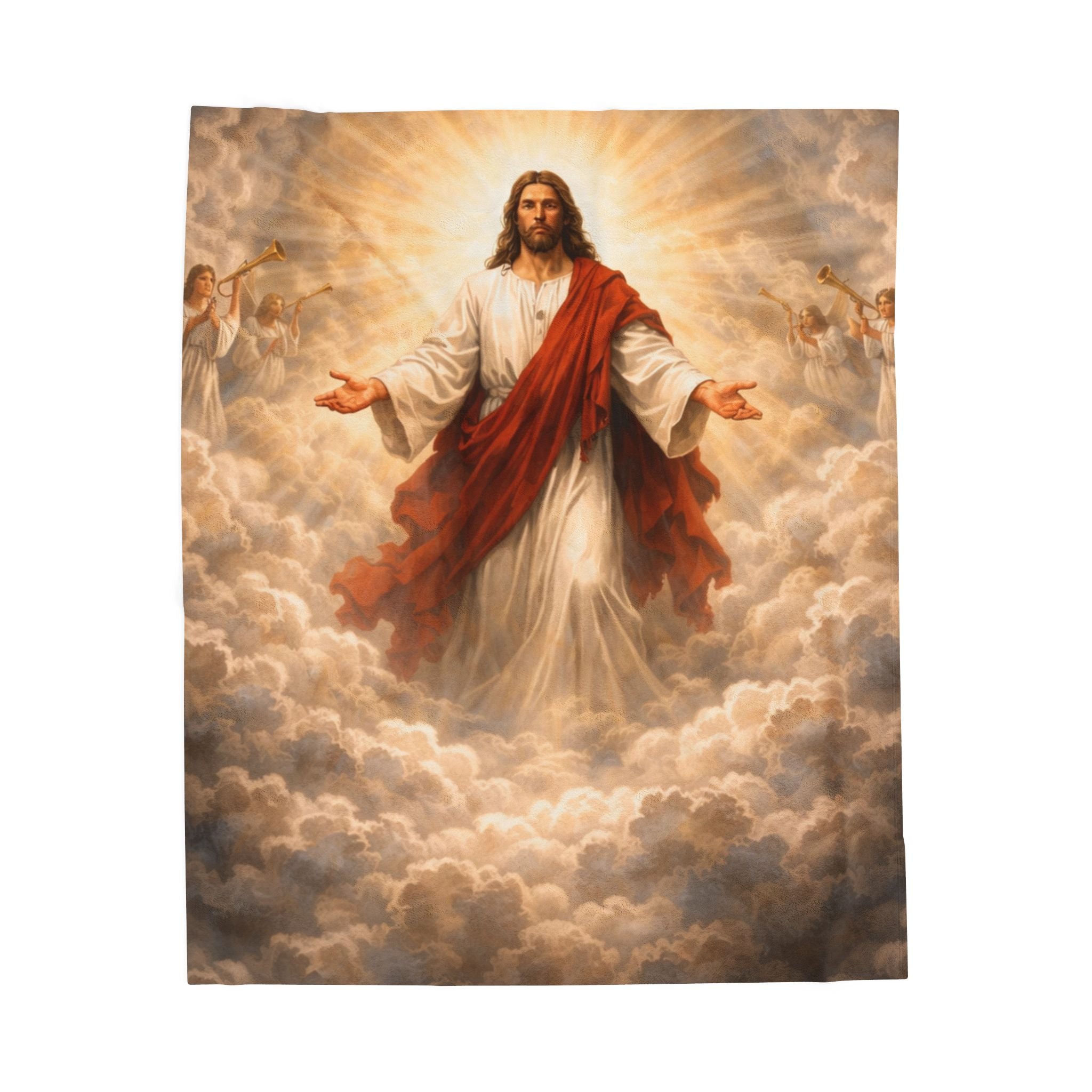 Jesus Ascension Velveteen Plush Blanket — Faith-Inspired Religious Throw for Easter & Comfort
