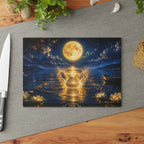 Glass Cutting Board — Golden Moonlit Lake Scene Glass Cutting Board
