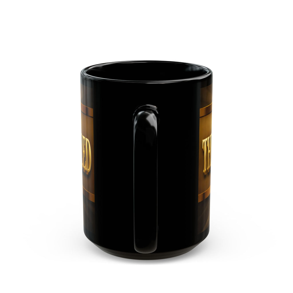 Black Mug — "Glory of God Revealed" Gold Script Coffee Mug