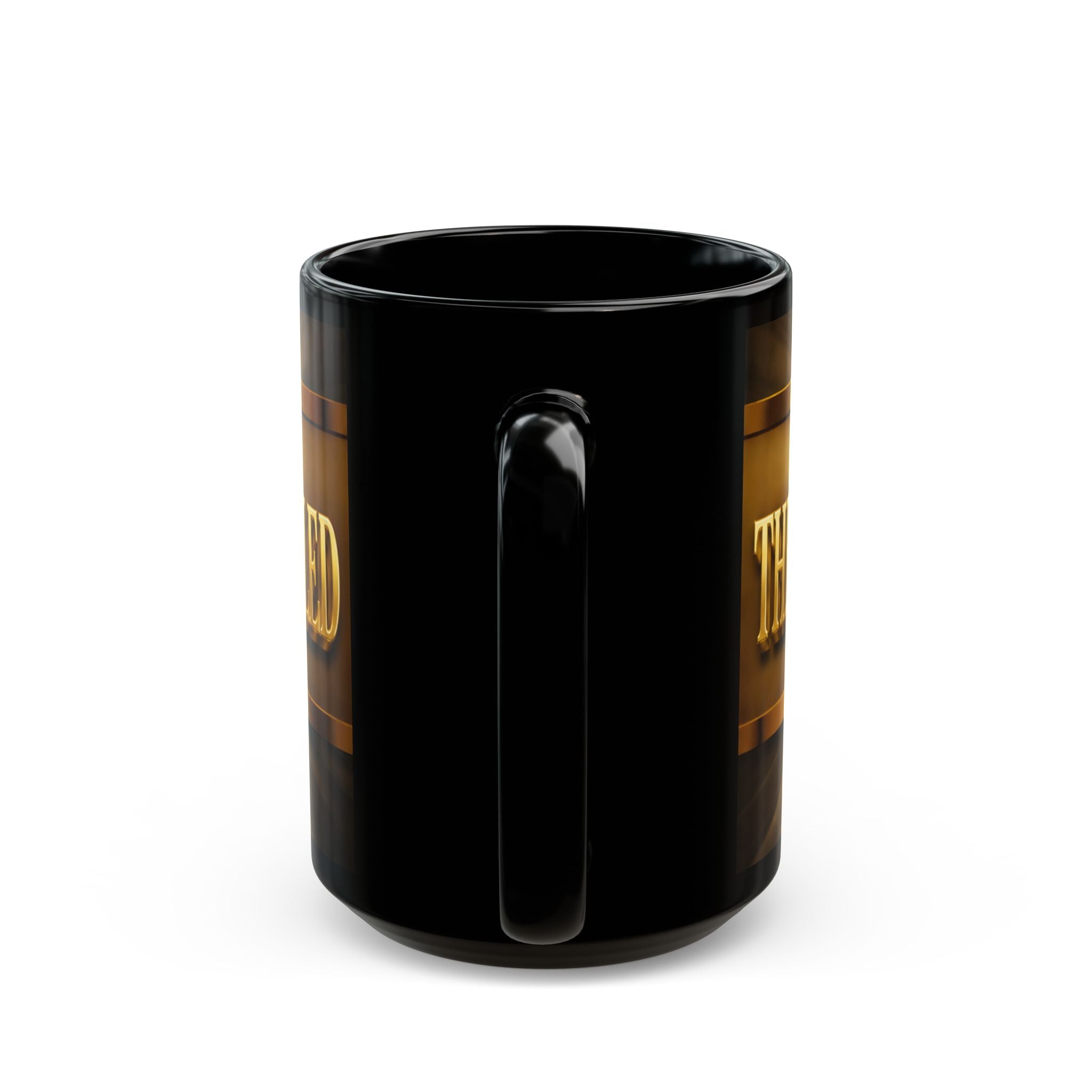 Black Mug — "Glory of God Revealed" Gold Script Coffee Mug