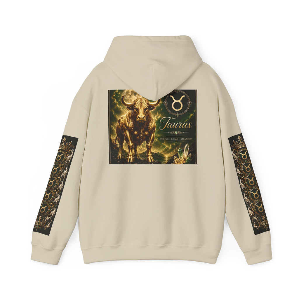 Taurus Hoodie - Zodiac Bull Graphic Pullover with Astrological Sleeve Panels