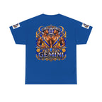 Gemini Zodiac Tee — Bold Royal Twin Astrology T‑Shirt