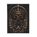 Regal Crown Velvet Plush Blanket — Gold Baroque Royal Throw