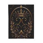 Regal Crown Velvet Plush Blanket — Gold Baroque Royal Throw