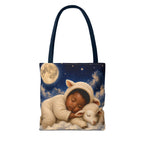 Sleeping Baby Lamb Tote Bag – Cute Nursery Moonlit Design