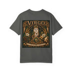 Virgo Zodiac T-Shirt — Elegant Virgo Goddess & Owl Horoscope Tee