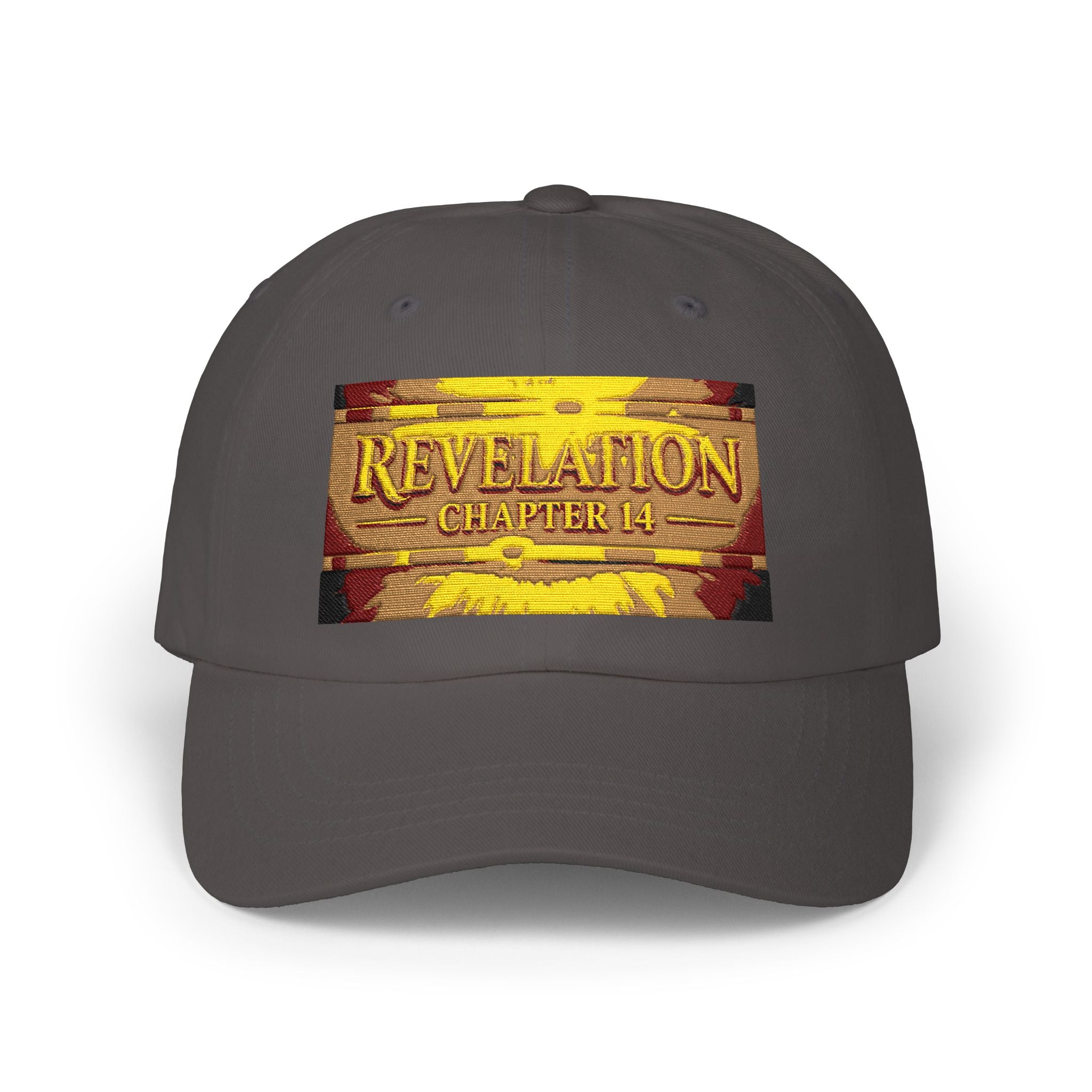 Revelation Chapter 4 White Dad Cap — Gold Vintage Bible Verse Hat